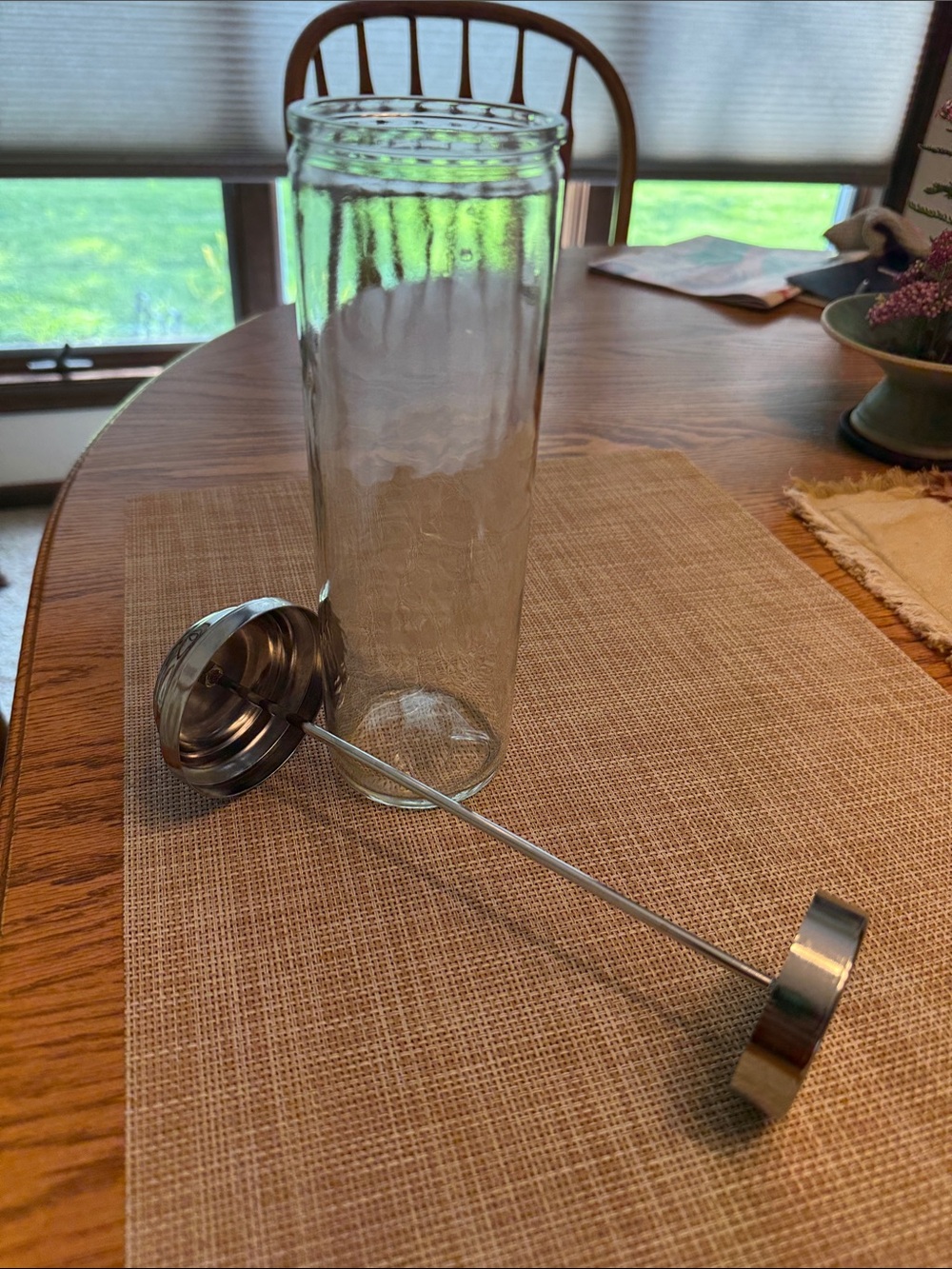 Clear Glass Straw Holder Jar with Silver-Tone Lid - Picture 2 of 3